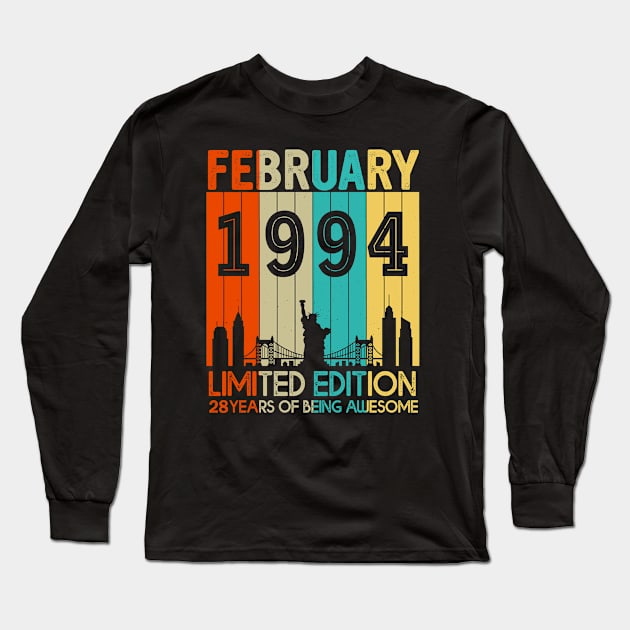 Vintage February 1994 Limited Edition 28 Years Of Being Awesome Long Sleeve T-Shirt by sueannharley12